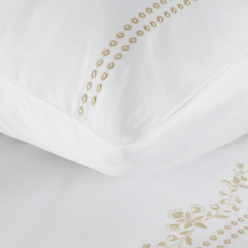 Povlečení 160x200 cm saténové bavlněné, bílé a béžové