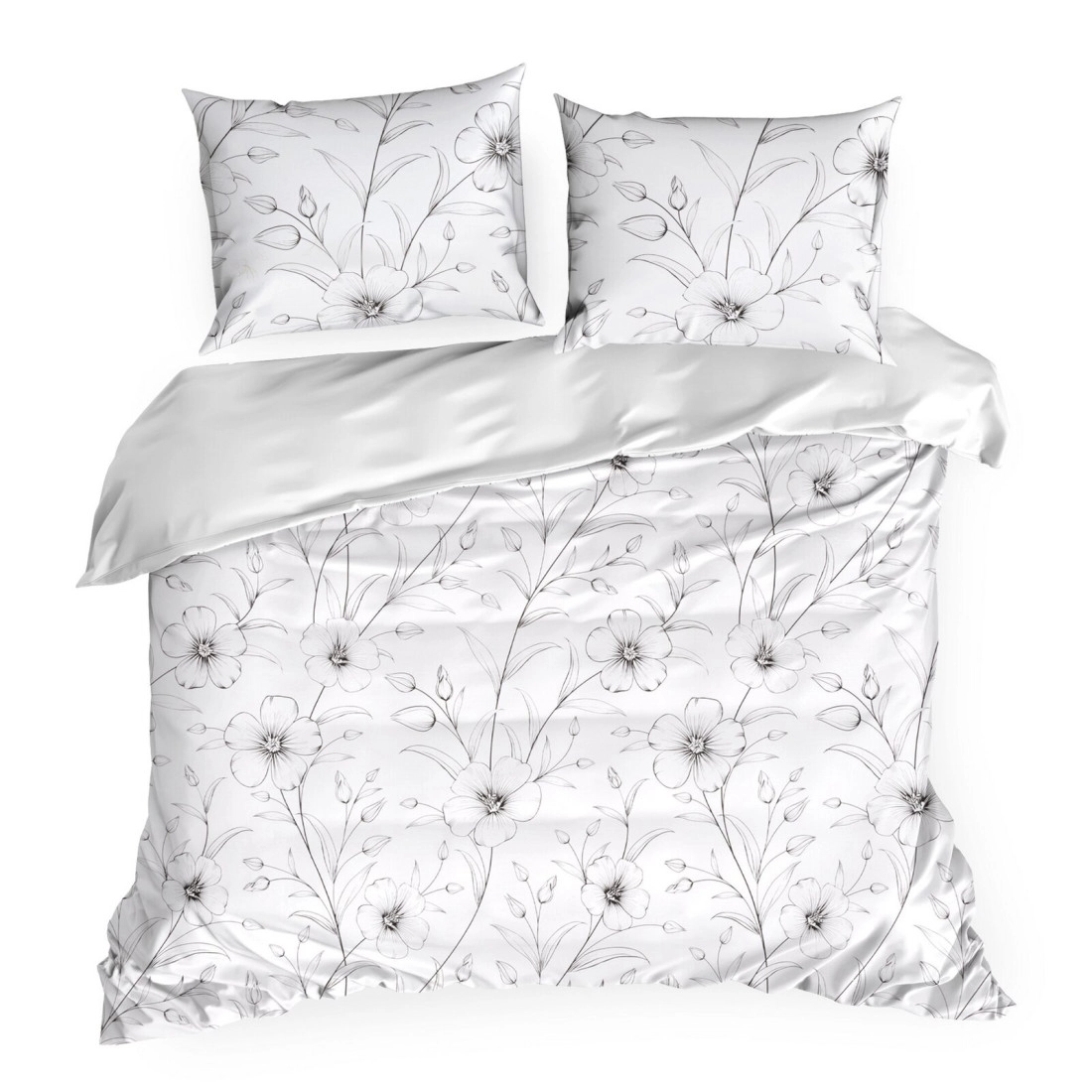 Saténové bavlněné povlečení 160x200 cm, bílé a černé