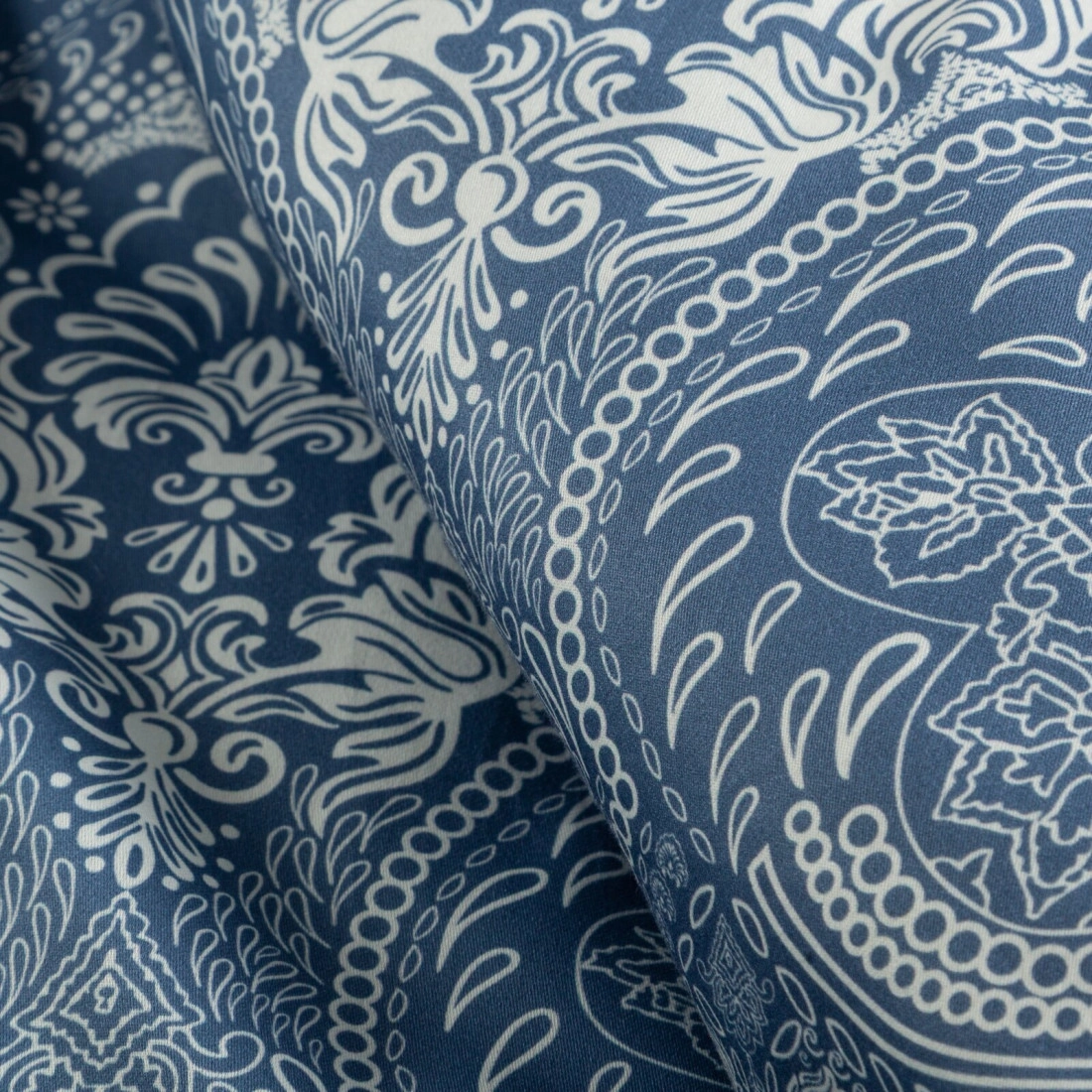 Povlečení 160x200 cm saténové bavlněné, modré a krémové