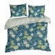 Obliečky 160x200 cm saténové bavlnené s kvetinovým vzorom, modré a mentolové