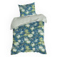 Obliečky 160x200 cm saténové bavlnené s kvetinovým vzorom, modré a mentolové