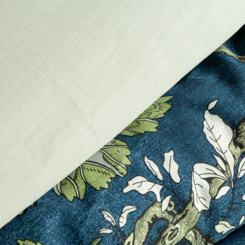 Obliečky 160x200 cm saténové bavlnené s kvetinovým vzorom, modré a mentolové