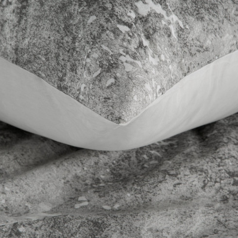 Saténové bavlněné povlečení 160x200 cm s mramorovým motivem, stříbrné a ocelové