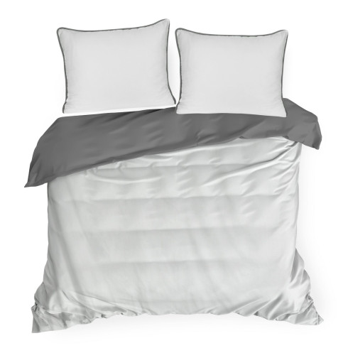 Saténové oboustranné povlečení 160x200 cm, bílé a ocelové