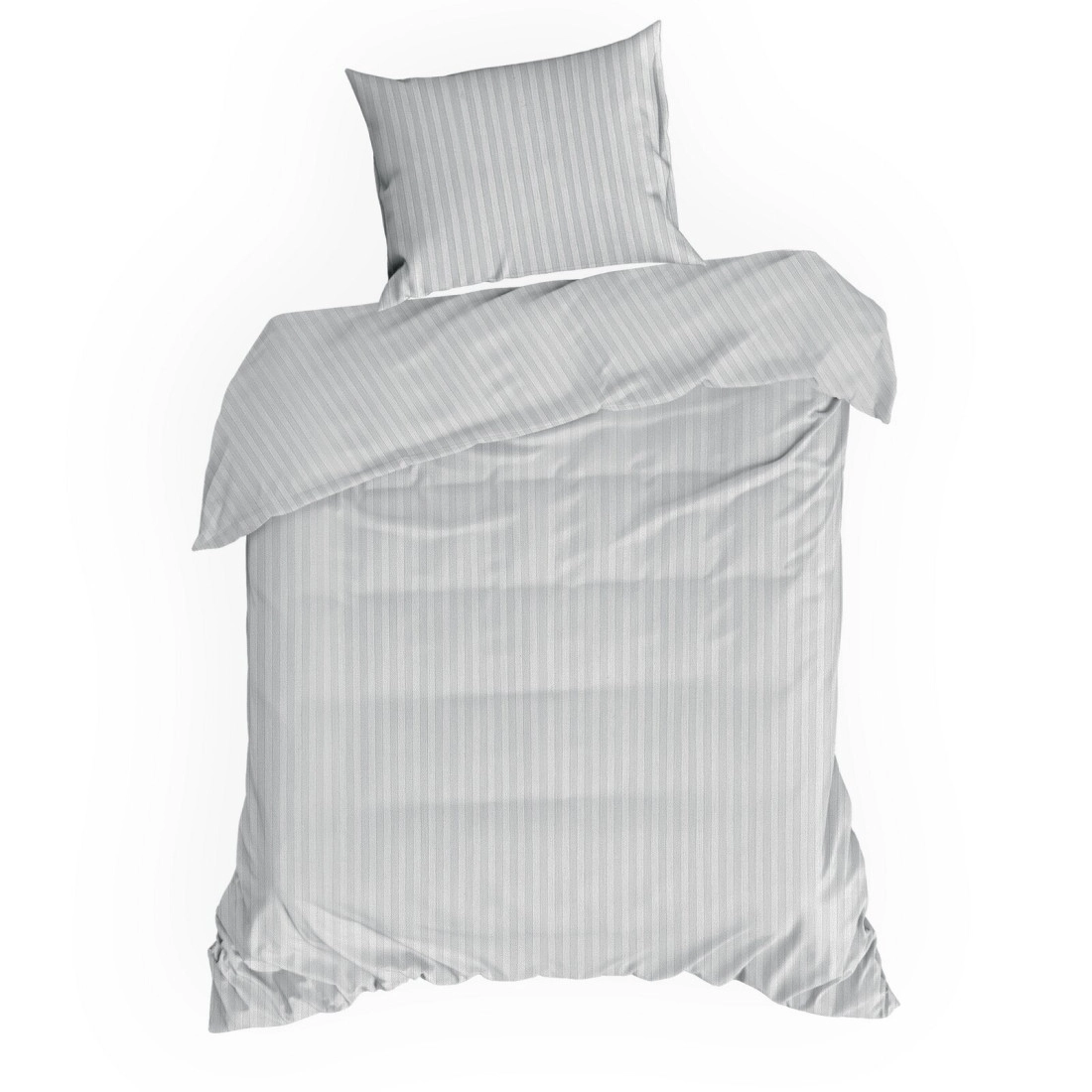 Obliečky 160x200 cm saténové pruhované svetlosivé