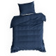 Obliečky 160x200 cm saténové prúžkované tmavomodré