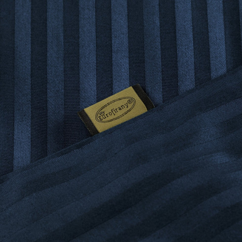 Obliečky 160x200 cm saténové prúžkované tmavomodré