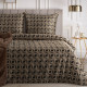 Povlečení 160x200 cm saténové s geometrickým vzorem, tmavě hnědé a světle hnědé