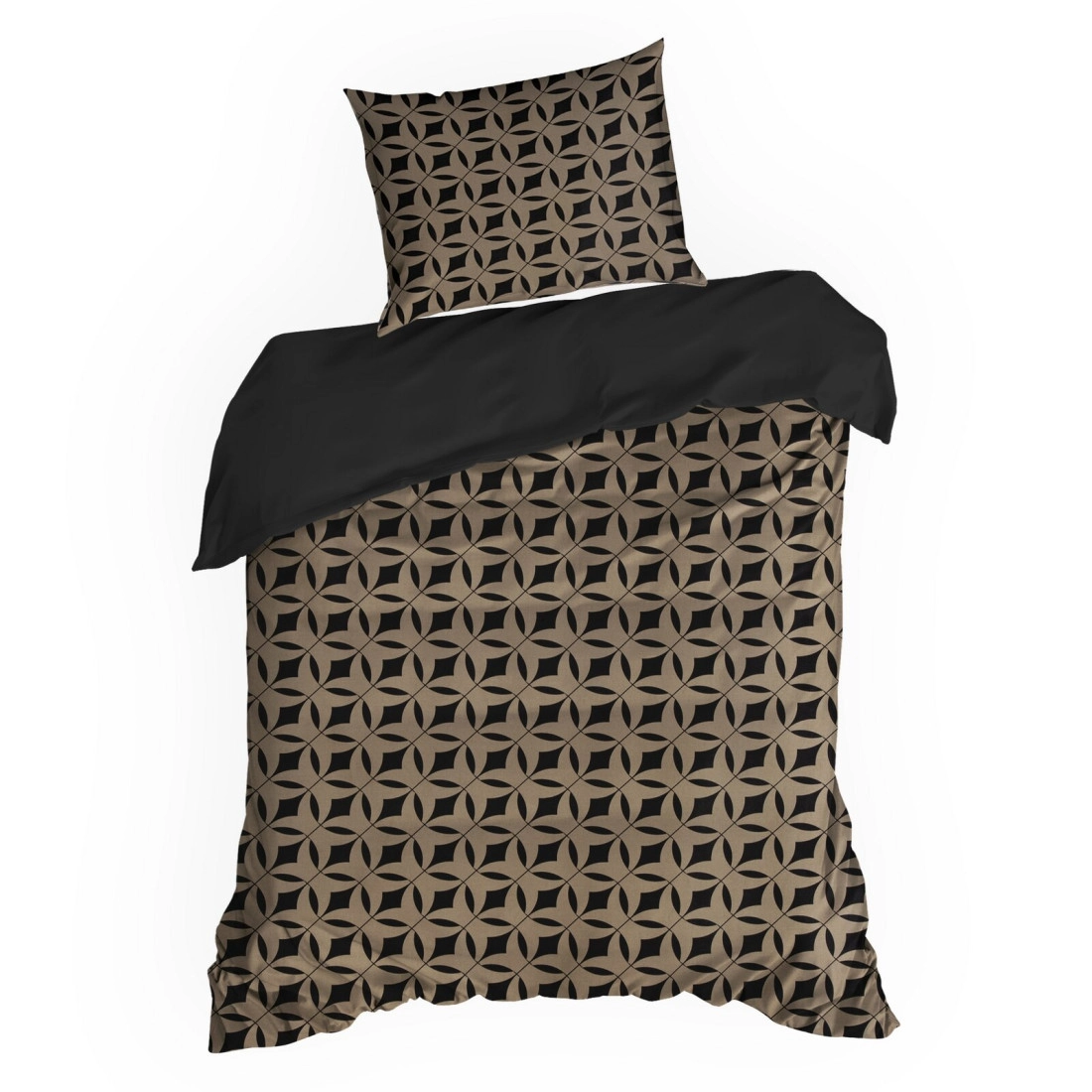 Povlečení 160x200 cm saténové s geometrickým vzorem, tmavě hnědé a světle hnědé