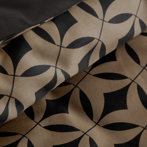 Povlečení 160x200 cm saténové s geometrickým vzorem, tmavě hnědé a světle hnědé