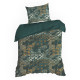 Obliečky 160x200 cm saténové s geometrickým vzorom, tmavozelené a zlaté