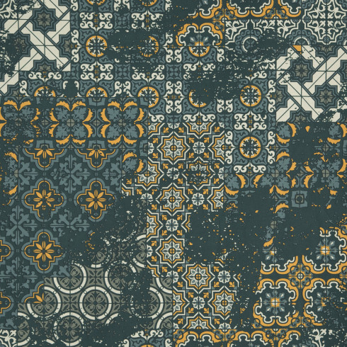 Obliečky 160x200 cm saténové s geometrickým vzorom, tmavozelené a zlaté