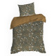 Povlečení 160x200 cm saténové s květinovým motivem, olivové a hořčičné