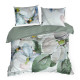 Povlečení 160x200 cm saténové s květinovým vzorem, bílé a zelené