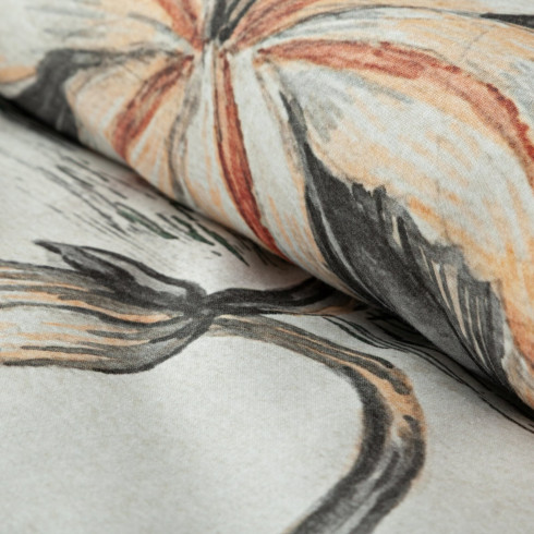 Povlečení 160x200 cm saténové s květinovým vzorem, krémové a oranžové