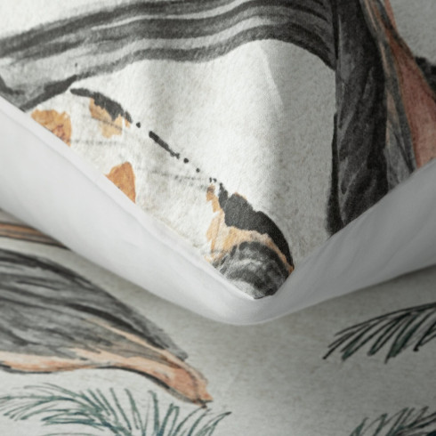 Povlečení 160x200 cm saténové s květinovým vzorem, krémové a oranžové