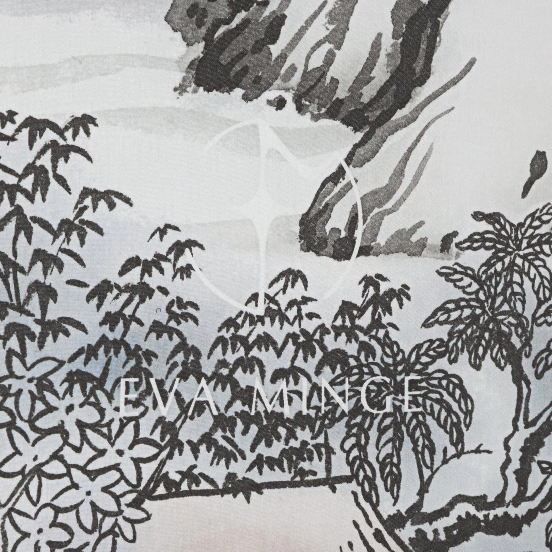 Povlečení 160x200 cm saténové s rostlinným vzorem, bílé a ocelové