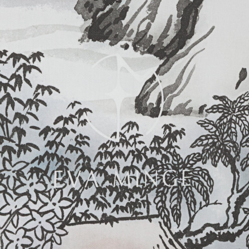 Povlečení 160x200 cm saténové s rostlinným vzorem, bílé a ocelové