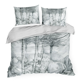 Obliečky 160x200 cm saténové, svetlosivé a oceľové