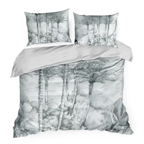 Obliečky 160x200 cm saténové, svetlosivé a oceľové