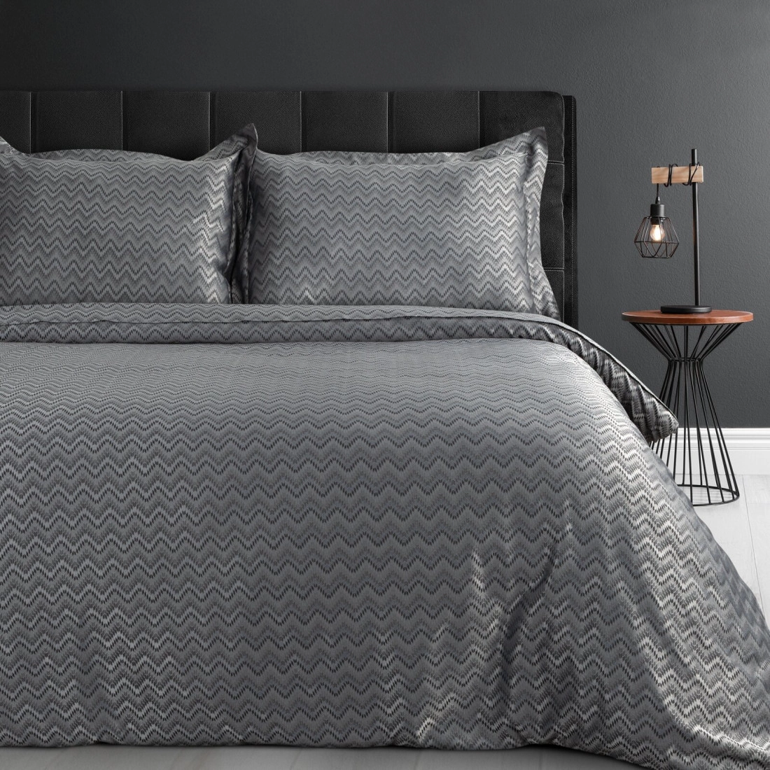 Povlečení 200x220 cm z bambusové viskózy s geometrickým vzorem, šedé