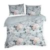 Povlečení 220x200 cm bavlněné renforcé květinové, šedé a ocelové