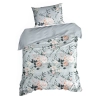Povlečení 220x200 cm bavlněné renforcé květinové, šedé a ocelové