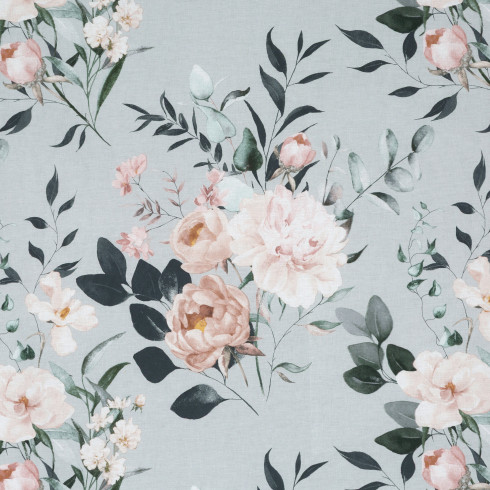 Obliečky 220x200 cm bavlnené renforcé kvetinové, sivé a oceľové