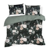 Povlečení 220x200 cm bavlněné renforcé květované, černé a šalvějové
