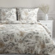 Obliečky 220x200 cm bavlnené s rastlinným vzorom, biele a oceľové