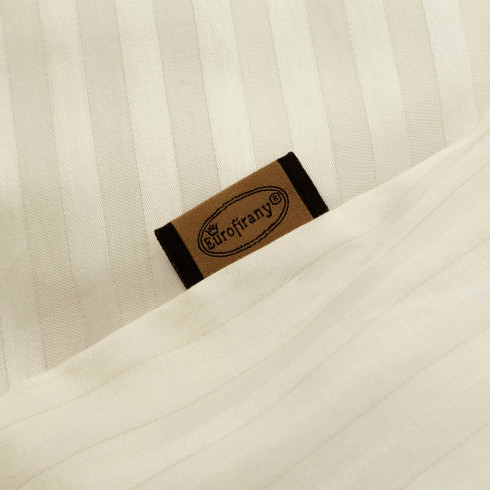 Obliečky 220x200 cm bavlnené saténové krémové s pruhovaným vzorom