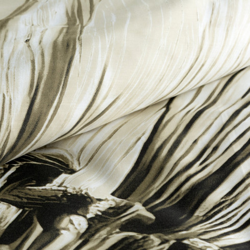 Obliečky 220x200 cm bavlnené saténové kvetované, béžové a hnedé