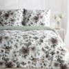Povlečení 220x200 cm z bavlněného saténu, květované, bílé a ocelové