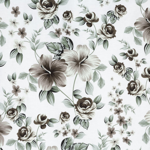 Obliečky 220x200 cm bavlnené saténové kvetované, biele a oceľové