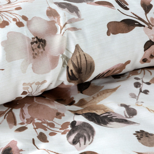 Obliečky 220x200 cm bavlnené saténové kvetované, biele a púdrovo ružové