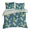 Obliečky 220x200 cm bavlnené saténové kvetované, modré a mentolové
