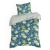 Obliečky 220x200 cm bavlnené saténové kvetované, modré a mentolové