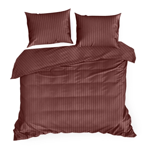 Obliečky 220x200 cm bavlnené saténové pruhované, bordové