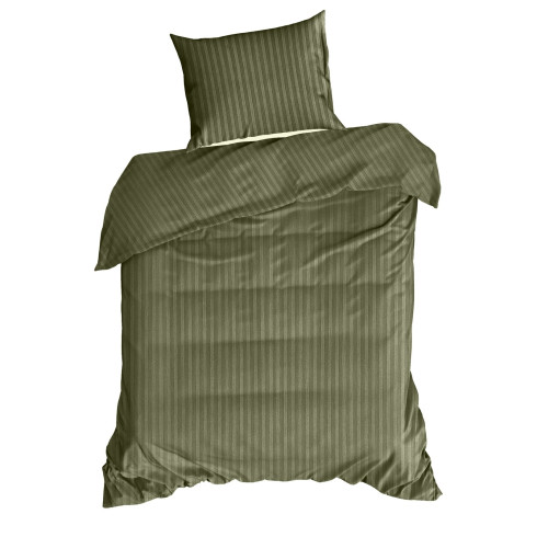 Obliečky 220x200 cm bavlnené saténové pruhované, olivové