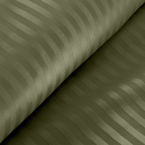 Obliečky 220x200 cm bavlnené saténové pruhované, olivové