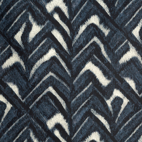 Obliečky 220x200 cm bavlnené saténové s geometrickým vzorom, tmavomodré a béžové