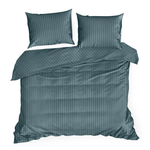 Obliečky 220x200 cm bavlnené saténové s pásikmi, modré