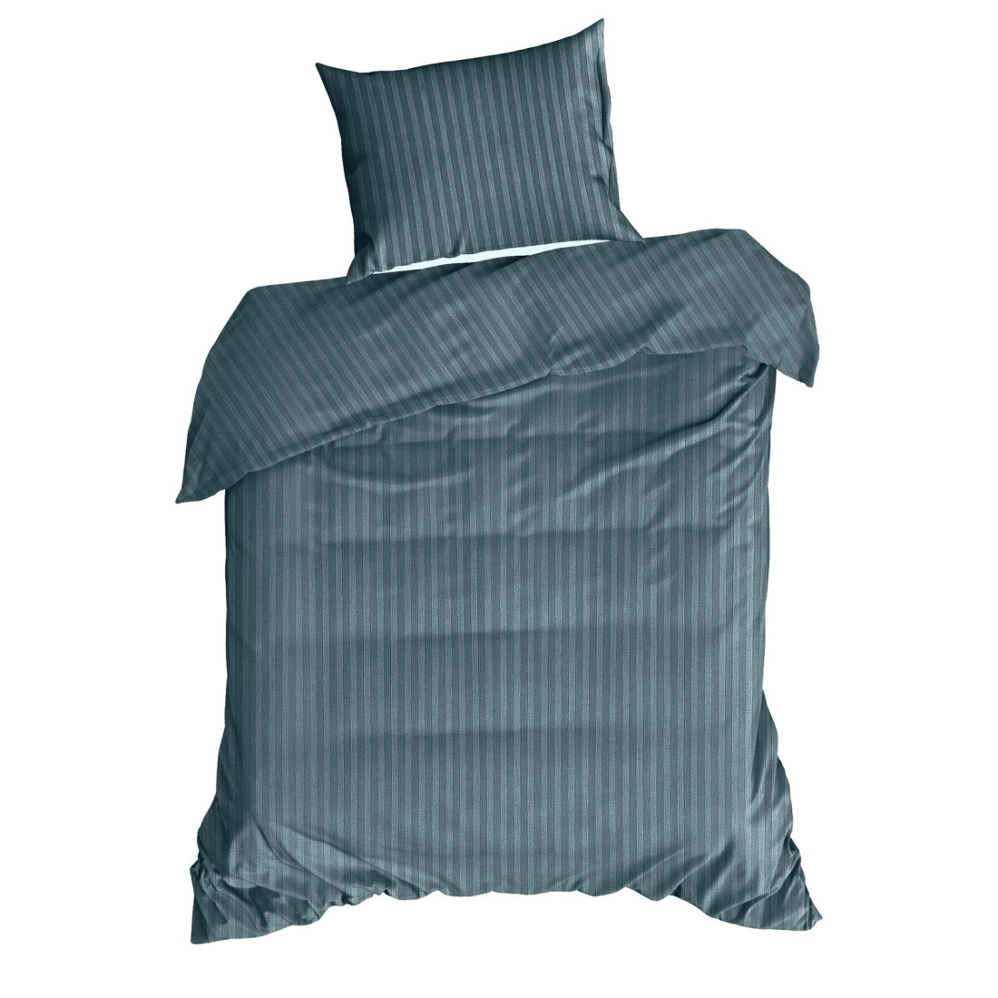 Povlečení 220x200 cm z bavlněného saténu s proužky, modré