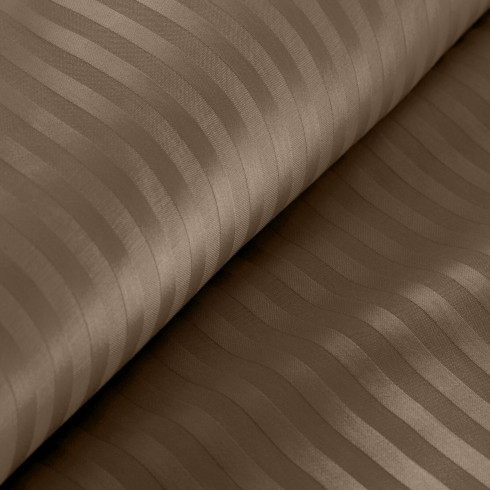 Obliečky 220x200 cm bavlnené saténové s prúžkovaným vzorom, hnedé