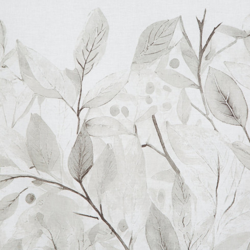 Povlečení 220x200 cm z bavlněného saténu s rostlinným vzorem, stříbrné a bílé