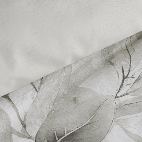 Povlečení 220x200 cm z bavlněného saténu s rostlinným vzorem, stříbrné a bílé
