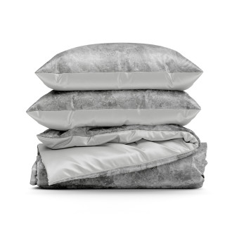 Obliečky 220x200 cm bavlnené saténové, strieborné a oceľové