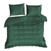 Obliečky 220x200 cm bavlnené saténové tmavozelené v prúžkoch