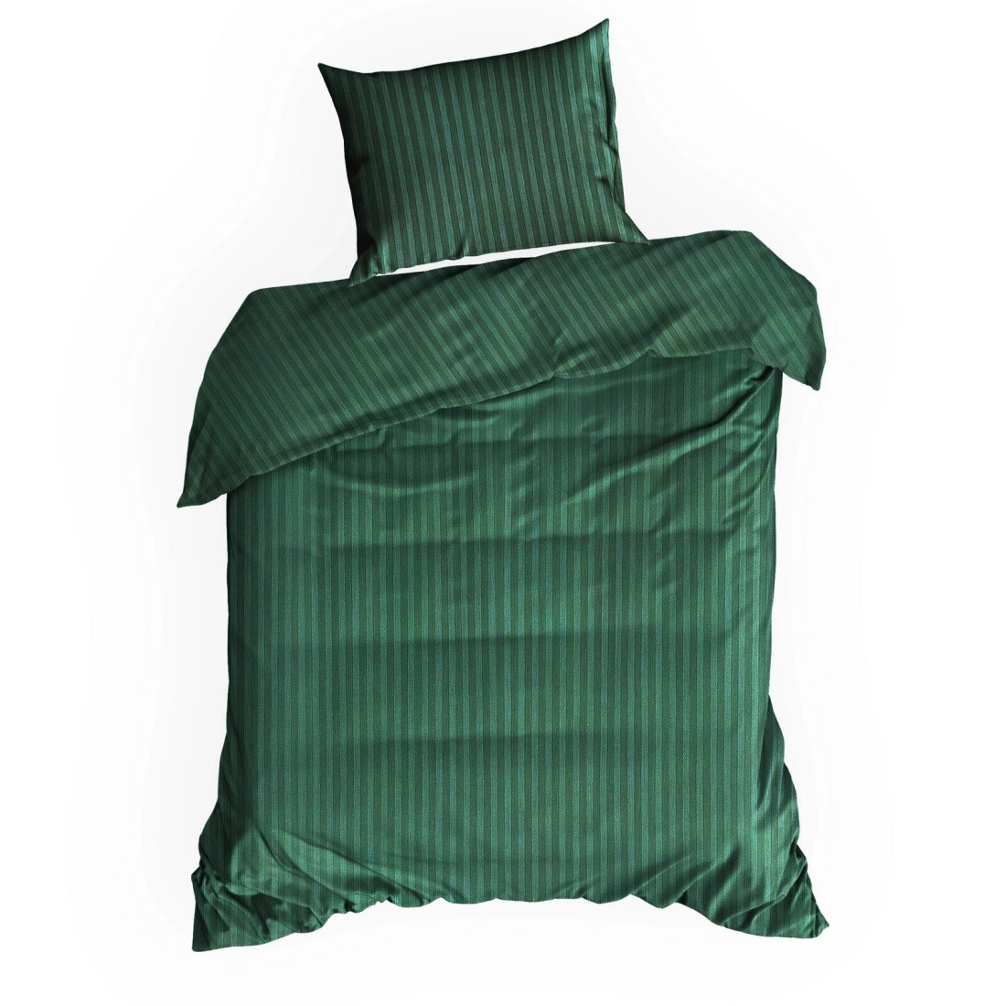 Obliečky 220x200 cm bavlnené saténové tmavozelené v prúžkoch