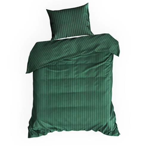 Obliečky 220x200 cm bavlnené saténové tmavozelené v prúžkoch